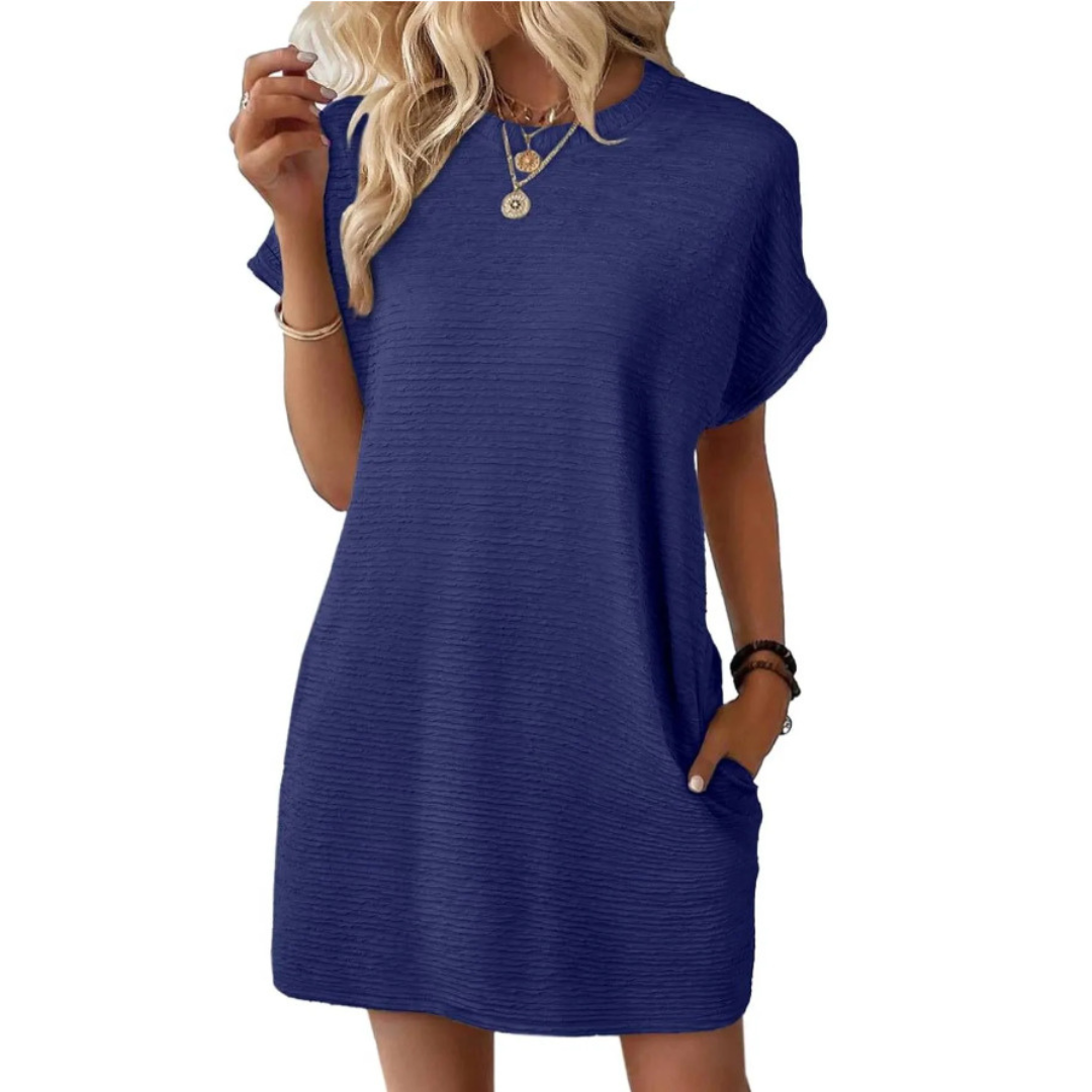 Reagan | Women's Short-Sleeved T-Shirt Short Dress with Pockets