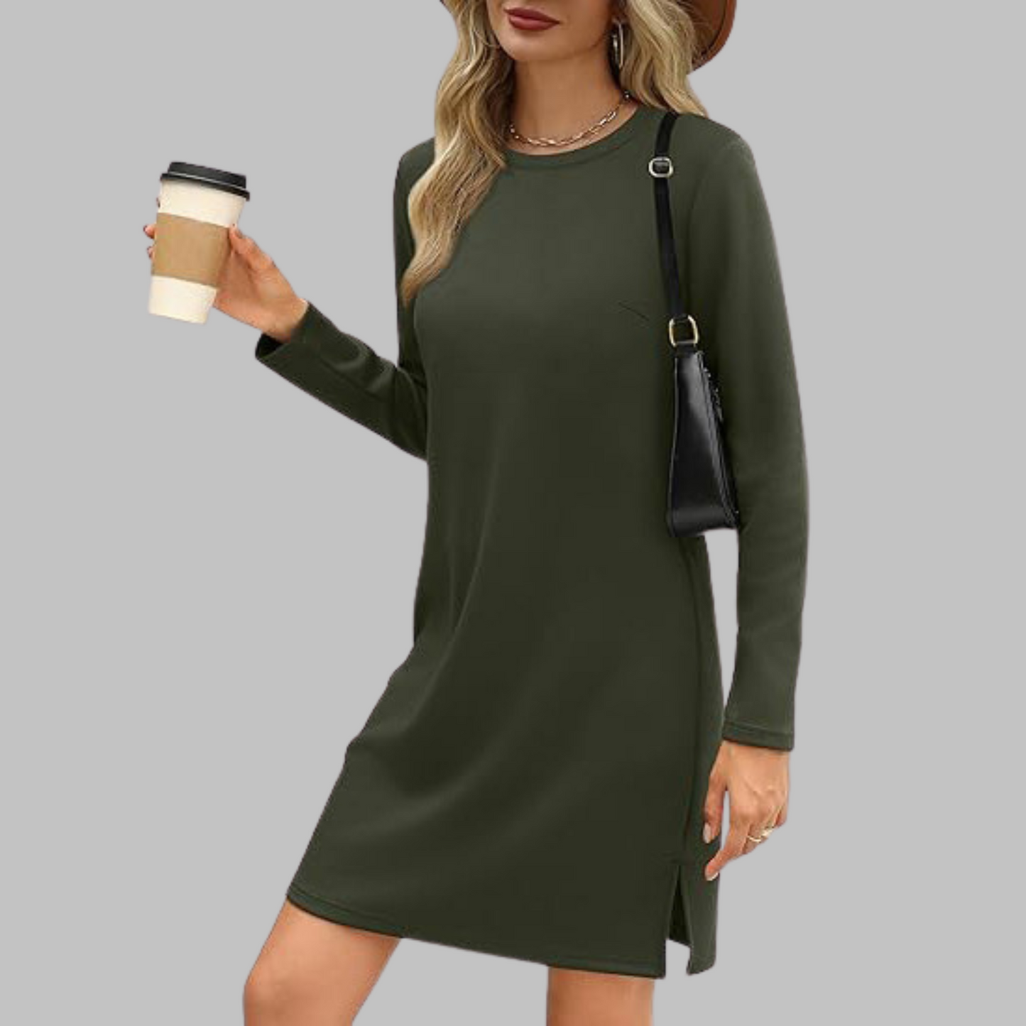 Sadie | Comfortable Full Sleeve Round Neck Dress