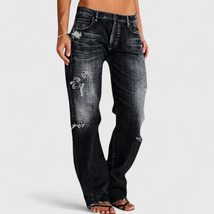 Phoebe | Women's Low Rise Distressed Straight Leg Jeans