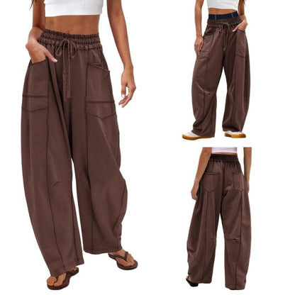 Andrea | Women's Wide Leg Cargo Pants High Waist Drawstring