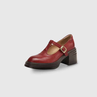 Naomi | Women's Chunky Block Heel Mary Jane Pumps Round Toe Strap