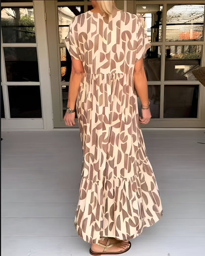 Audrey | Women's V Neck Flowy Draped Mid-Length Dress Evening
