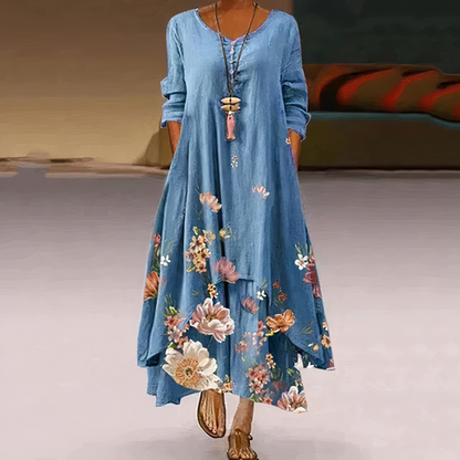 Stephanie | Women's Floral Print Full Sleeve Loose Maxi Dress