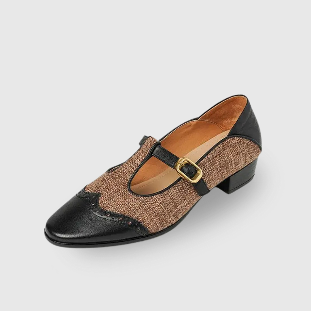 Quinn | Women's Two-Tone T-Strap Mary Jane Shoes Retro Low Heel