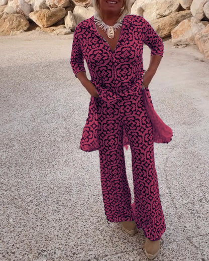 Ruth | Women's Printed Two-Piece Set Blouse and Pants