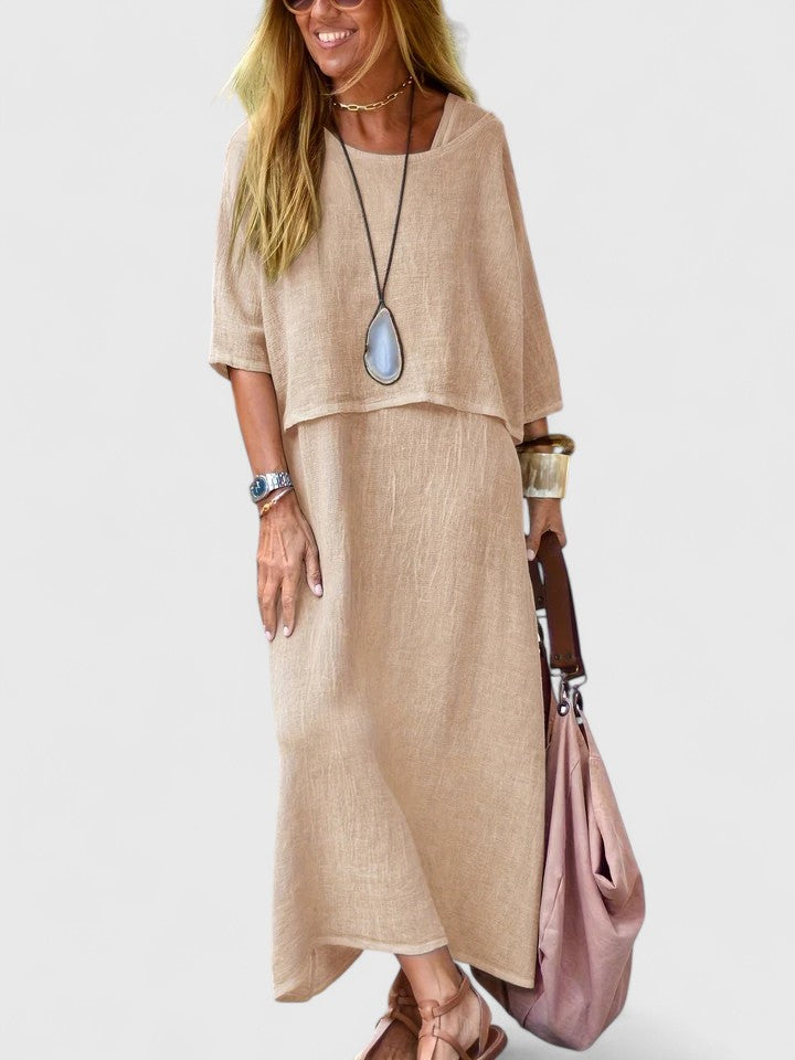 Layla | Women's Two-Piece Set Maxi Dress & Short-Sleeved Top