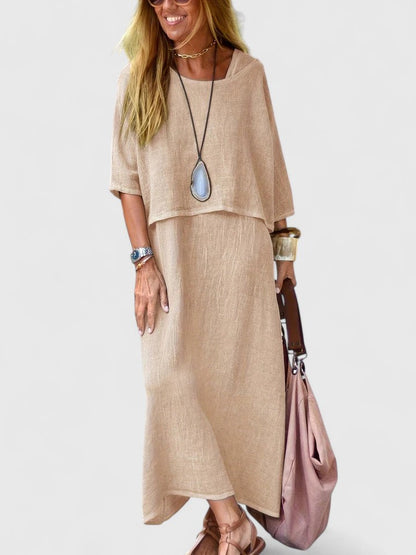 Layla | Women's Two-Piece Set Maxi Dress & Short-Sleeved Top