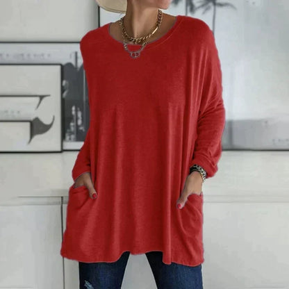 Amber | Women's Oversized Long Sleeve Tunic Top with Pockets