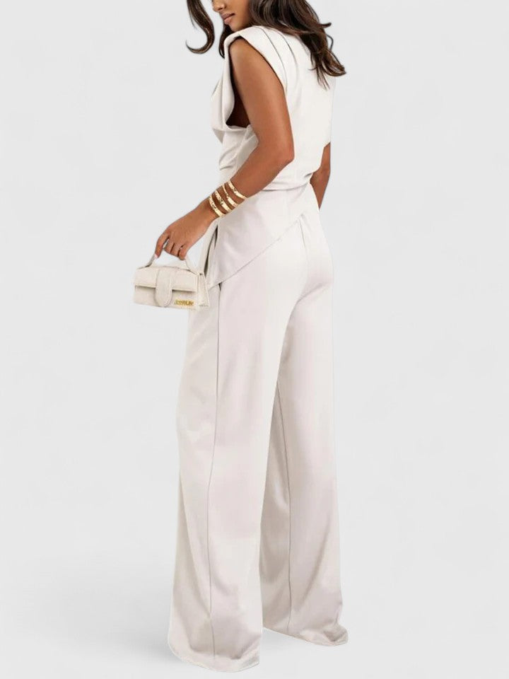 Bella | Women's Draped Two-Piece Set Wide Leg Pants Occasion Outfit