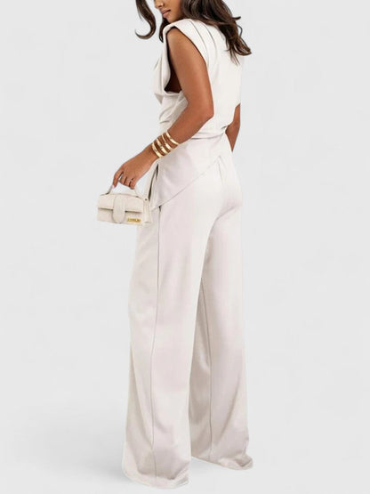 Bella | Women's Draped Two-Piece Set Wide Leg Pants Occasion Outfit