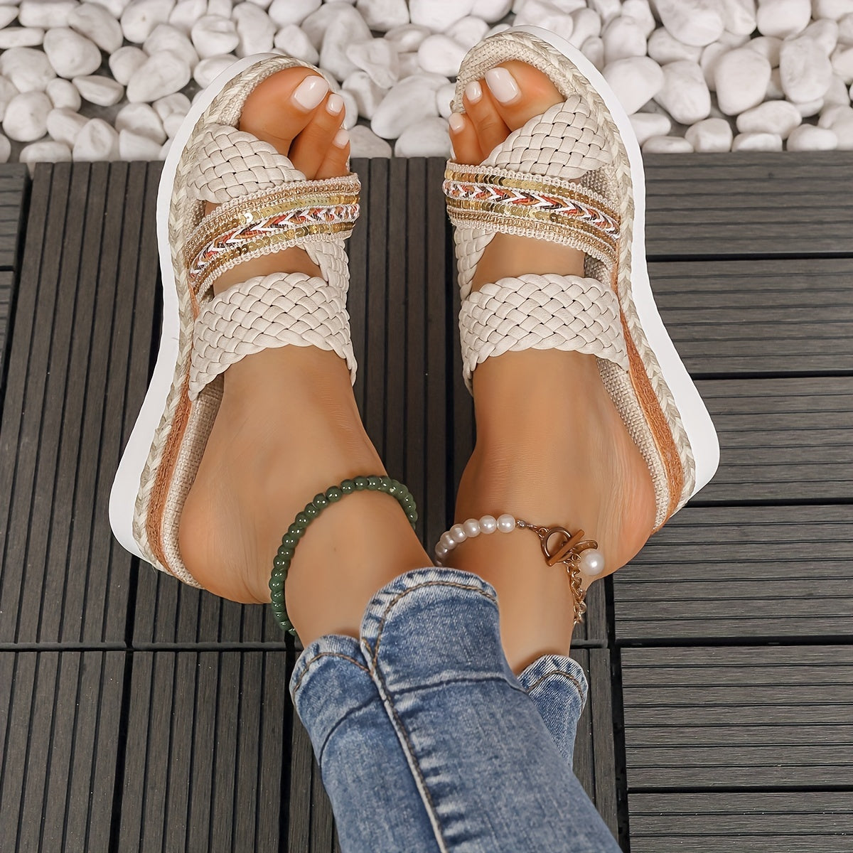 Andrea | Women's Woven Slip-On Sandals