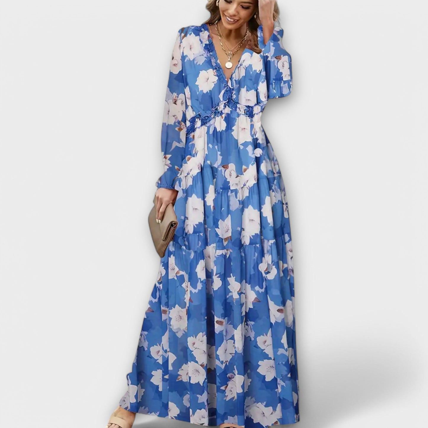 Paislee | Floral V-Neck Maxi Dress