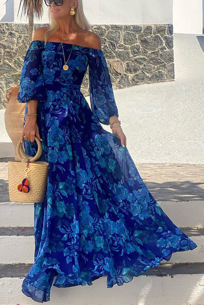 Peyton | Women's Off Shoulder Floral Flowy Maxi Dress Evening