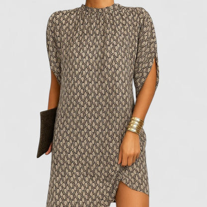 Lily | Women's Mock Neck Batwing Split Sleeve Mid-Length Dress