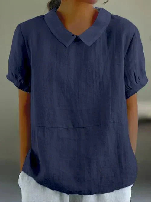 Elise | Women's Peter Pan Collar Short Sleeve Relaxed Top