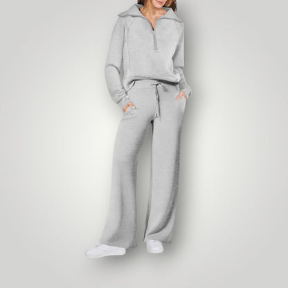 Bianca | Women's Loungewear Set Half Zip Sweatshirt Wide Leg Pants
