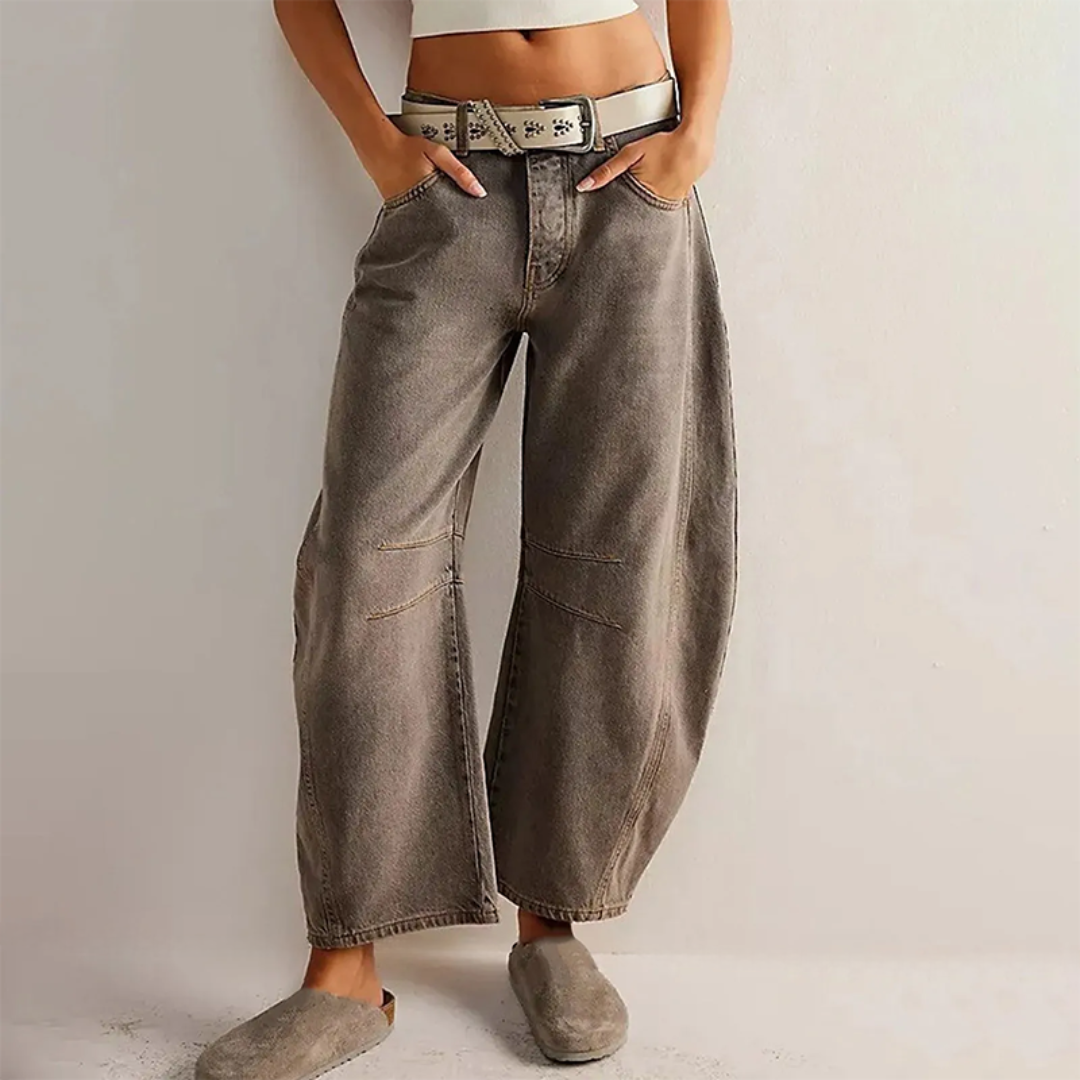 Wren | Women's High Waist Barrel Leg Jeans Easygoing Fit Denim