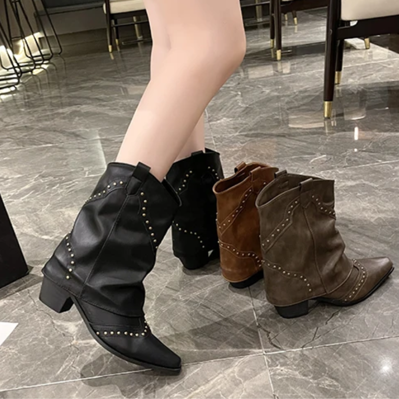 Lydia | Studded Western Boots