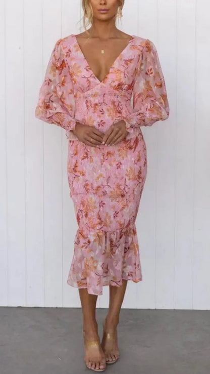 Aubrey | Women's Floral Flowy Draped Dress Evening