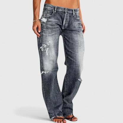 Phoebe | Women's Low Rise Distressed Straight Leg Jeans