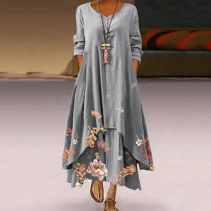 Stephanie | Women's Floral Print Full Sleeve Loose Maxi Dress