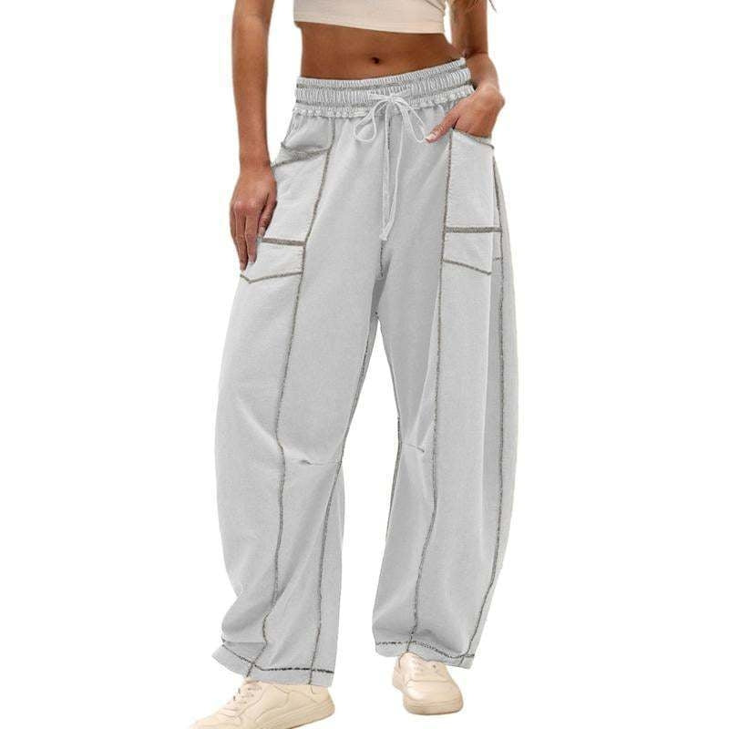 Andrea | Women's Wide Leg Cargo Pants High Waist Drawstring
