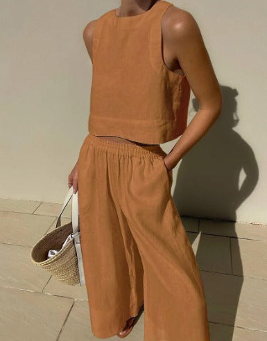 Molly | Women's Two Piece Set Crop Top Wide Leg Pants