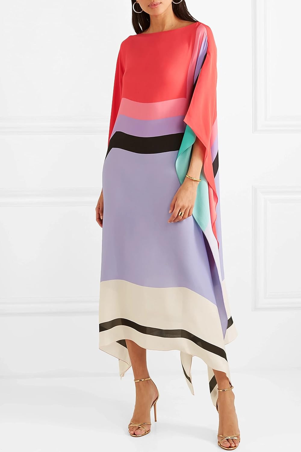 Sandra | Women's Caftan Dress Geometric Print Batwing Sleeve Maxi Dress