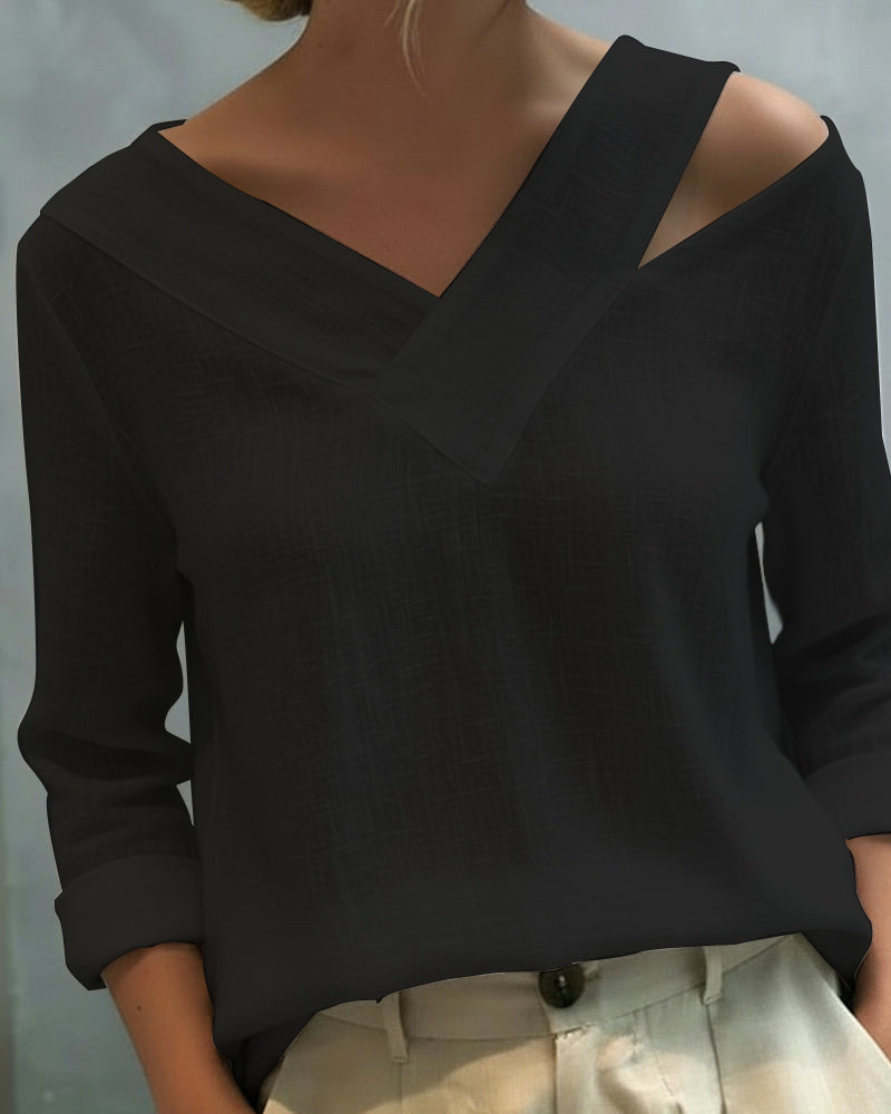 Nadia | Women's Asymmetric V-Neck Long Sleeve Top
