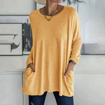 Amber | Women's Oversized Long Sleeve Tunic Top with Pockets
