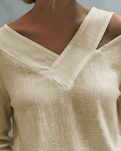 Nadia | Women's Asymmetric V-Neck Long Sleeve Top