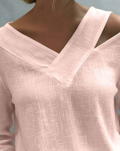 Nadia | Women's Asymmetric V-Neck Long Sleeve Top