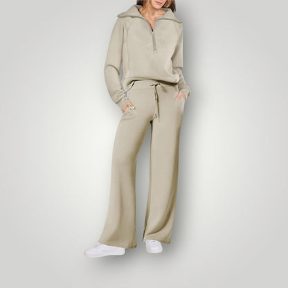 Bianca | Women's Loungewear Set Half Zip Sweatshirt Wide Leg Pants