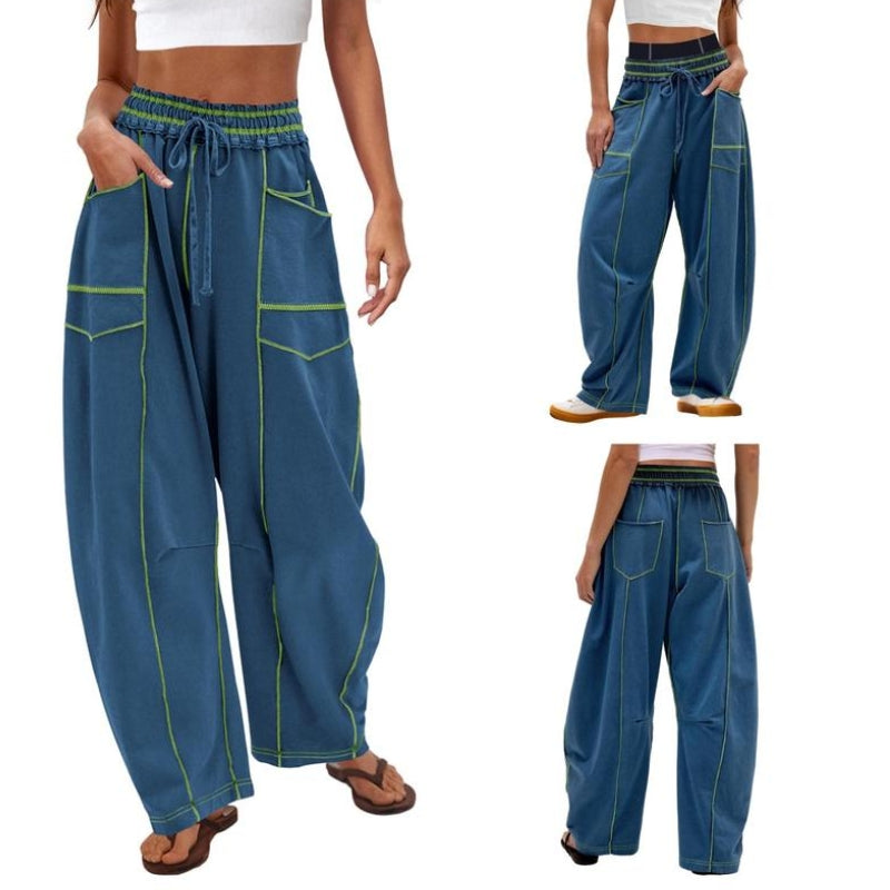 Andrea | Women's Wide Leg Cargo Pants High Waist Drawstring