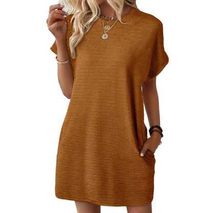 Reagan | Women's Short-Sleeved T-Shirt Short Dress with Pockets