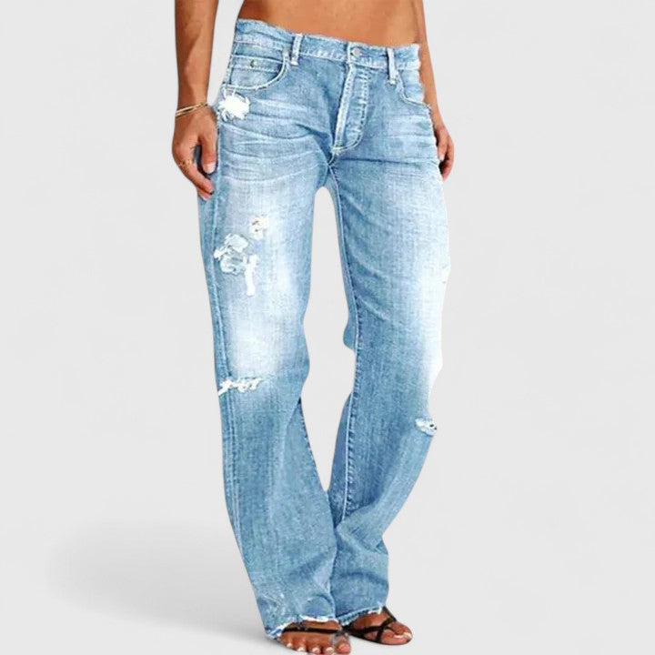 Phoebe | Women's Low Rise Distressed Straight Leg Jeans
