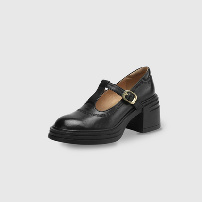 Naomi | Women's Chunky Block Heel Mary Jane Pumps Round Toe Strap