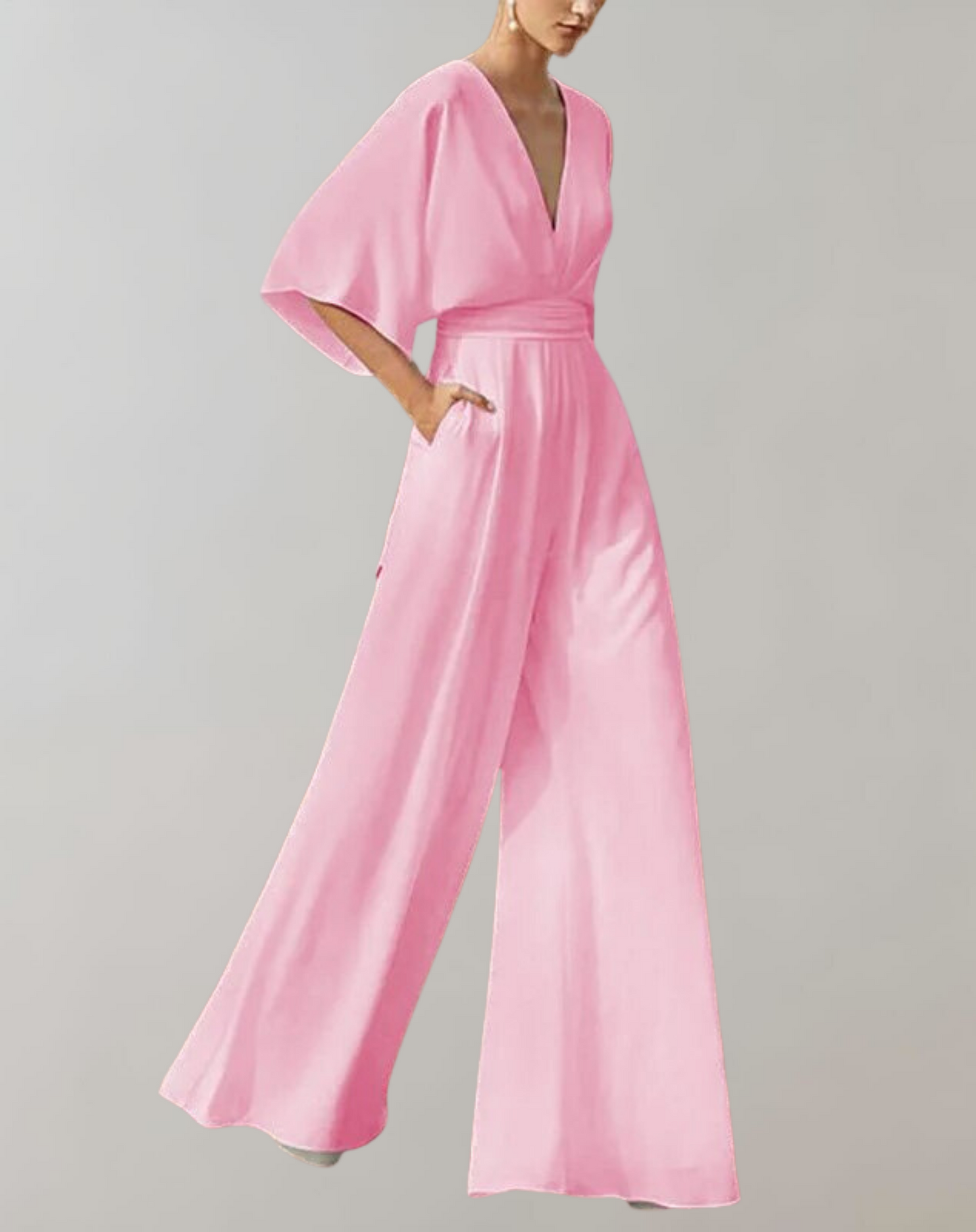 Camila | Women's Wide-Leg Jumpsuit V-Neck Batwing Sleeve Occasion
