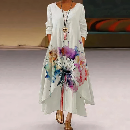 Stephanie | Women's Floral Print Full Sleeve Loose Maxi Dress