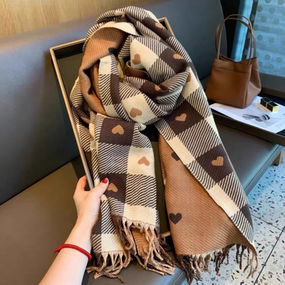 Cindy | Cozy Warm Plaid Double Side Tassel Scarf