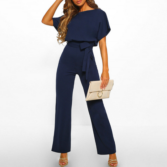 Victoria | Women's Belted Wide-Leg Jumpsuit Batwing Sleeve Refined