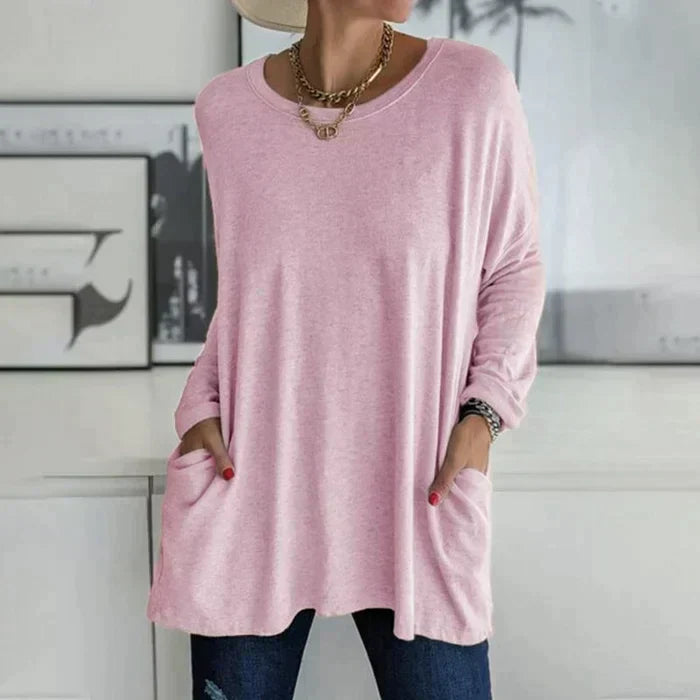 Amber | Women's Oversized Long Sleeve Tunic Top with Pockets
