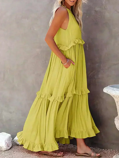 Serenity | Refined No-Sleeve Dress with Ruffles