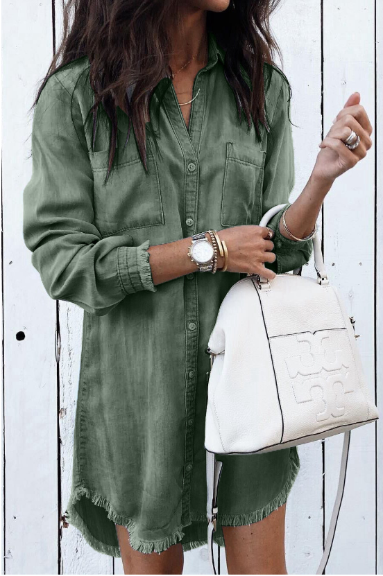 Chelsea | Women's Washed Everyday Button-Up Dress Full Sleeve