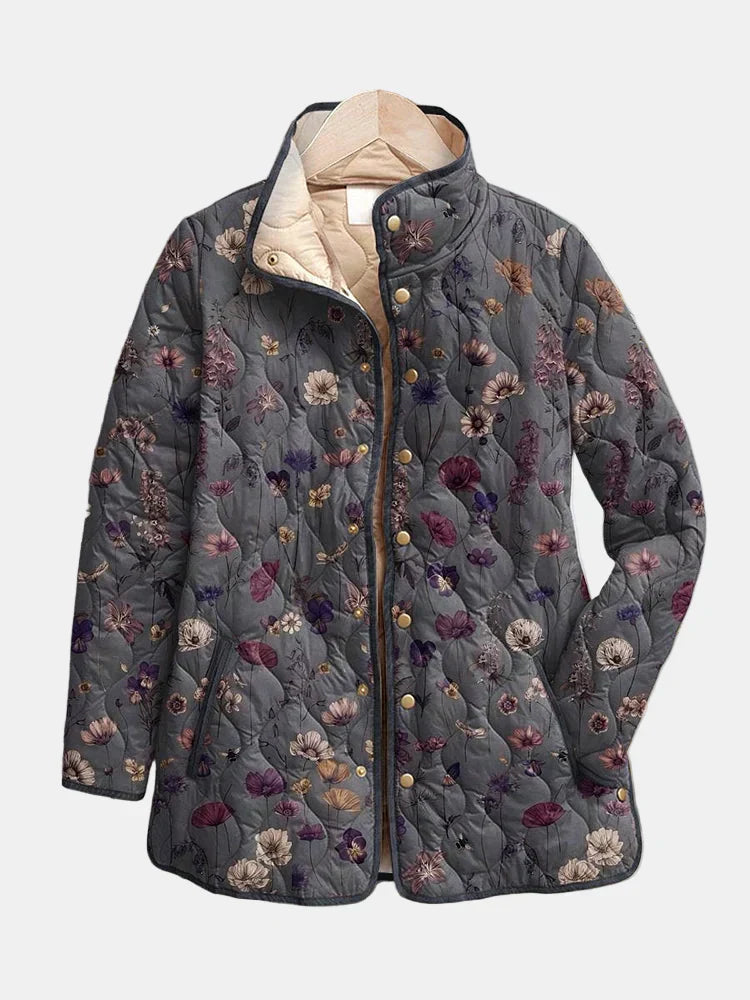 Danielle | Retro Floral Print Quilted Jacket