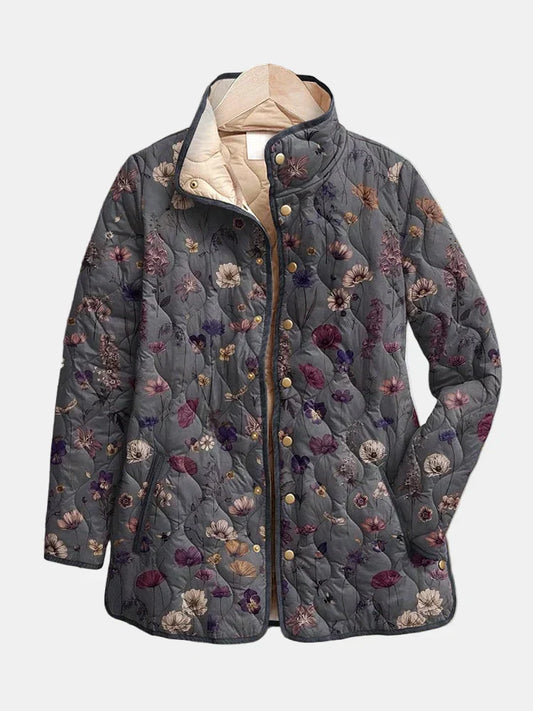 Danielle | Retro Floral Print Quilted Jacket