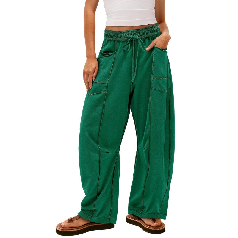 Andrea | Women's Wide Leg Cargo Pants High Waist Drawstring