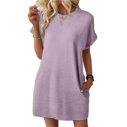 Violet | Women's Crew Neck Short-Sleeved T-Shirt Short Dress
