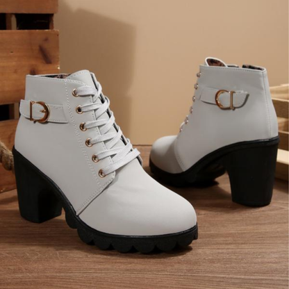 Julie | Trendy Lace-Up Chunky Ankle Boots
