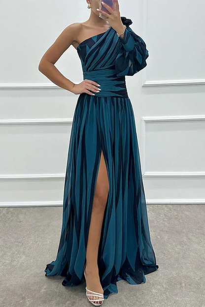 Eliana | Refined Striped One Shoulder Maxi Dress